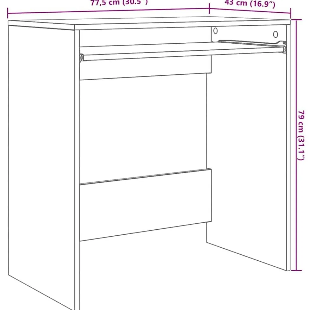 vidaXL Mobiliario De Oficina-Escritorio con cajón 77.5 x 43 x 79 cm Madera de ingeniería