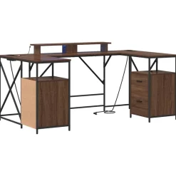 vidaXL Escritorio con cajón Roble Marrón 182 x 101 x 87,5 cm Marrón roble Outlet