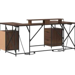 vidaXL Escritorio con cajón Roble Marrón 182 x 101 x 87,5 cm Marr&oacute;n roble Outlet