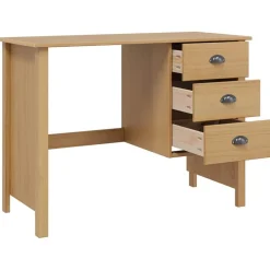 vidaXL Mobiliario De Oficina-Escritorio con cajones Hill Marrón miel 100 x 45 x 74 cm