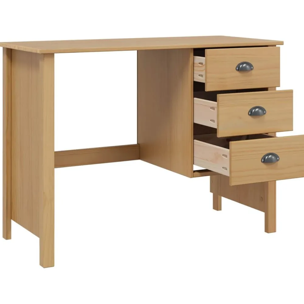 vidaXL Mobiliario De Oficina-Escritorio con cajones Hill Marrón miel 100 x 45 x 74 cm