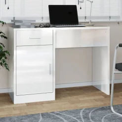 vidaXL Mobiliario De Oficina-Escritorio con cajón y armario contrachapada 100x40x73 cm