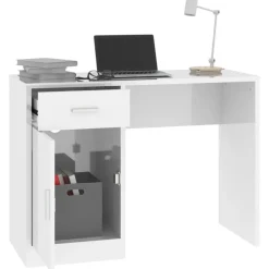 vidaXL Mobiliario De Oficina-Escritorio con cajón y armario contrachapada 100x40x73 cm