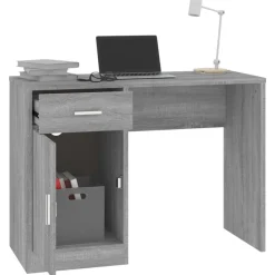vidaXL Escritorio con cajón y armario contrachapada 100x40x73 cm Gris sonoma Hot