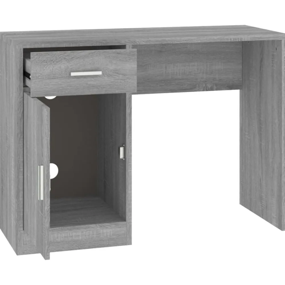 vidaXL Escritorio con cajón y armario contrachapada 100x40x73 cm Gris sonoma Hot