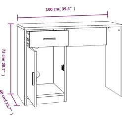 vidaXL Escritorio con cajón y armario contrachapada 100x40x73 cm Gris sonoma Hot