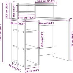 vidaXL Mobiliario De Oficina-Escritorio con estante 90 x 48 x 101,5 cm Madera de ingeniería