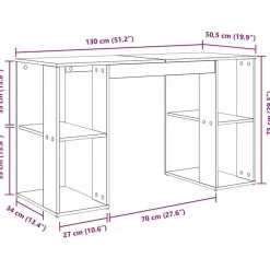 vidaXL Mobiliario De Oficina-Escritorio con estante 130 x 50.5 x 75 cm