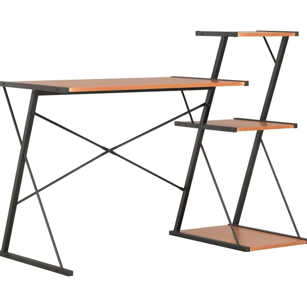 vidaXL Escritorio con estantería negro y marrón 116x50x93 cm Negro y marrón Sale