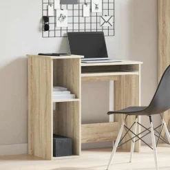 vidaXL Mobiliario De Oficina-Escritorio con estantes contrachapada color roble 84x40x78 cm