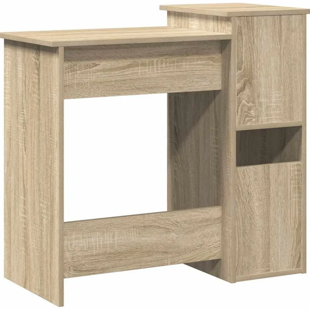 vidaXL Mobiliario De Oficina-Escritorio con estantes contrachapada color roble 84x40x78 cm