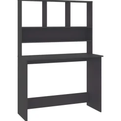 vidaXL Escritorio con estantes madera contrachapada 110x45x157 cm Gris Clearance