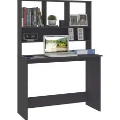 vidaXL Escritorio con estantes madera contrachapada 110x45x157 cm Gris Clearance