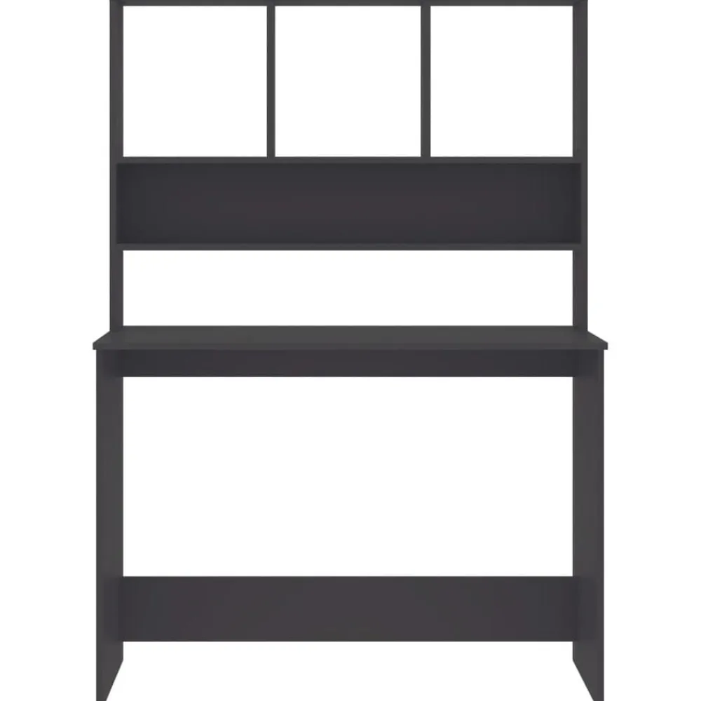 vidaXL Escritorio con estantes madera contrachapada 110x45x157 cm Gris Clearance