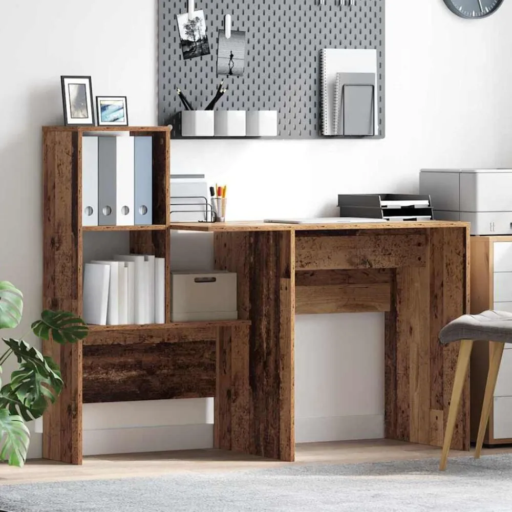 vidaXL Mobiliario De Oficina-Escritorio con estante 131,5 x 50 x 106,5 cm
