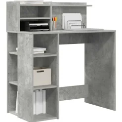 vidaXL Escritorio con estante Gris Concreto 90 x 48 x 101,5 cm Gris hormig&oacute;n Outlet