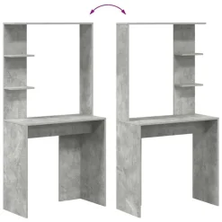 vidaXL Mobiliario De Oficina-Escritorio con estante Gris Concreto 78,5 x 37 x 154,5 cm