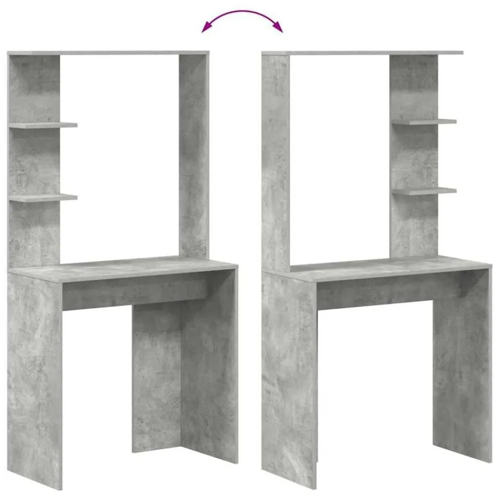 vidaXL Mobiliario De Oficina-Escritorio con estante Gris Concreto 78,5 x 37 x 154,5 cm