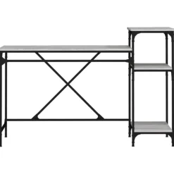 vidaXL Escritorio con estantes hierro y madera 135x50x90cm Gris sonoma Sale