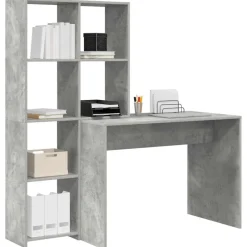 vidaXL Escritorio con estante Gris Concreto 138,5 x 55 x 143 cm Gris hormig&oacute;n Hot