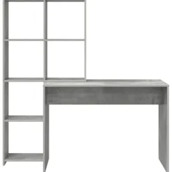 vidaXL Escritorio con estante Gris Concreto 138,5 x 55 x 143 cm Gris hormig&oacute;n Hot