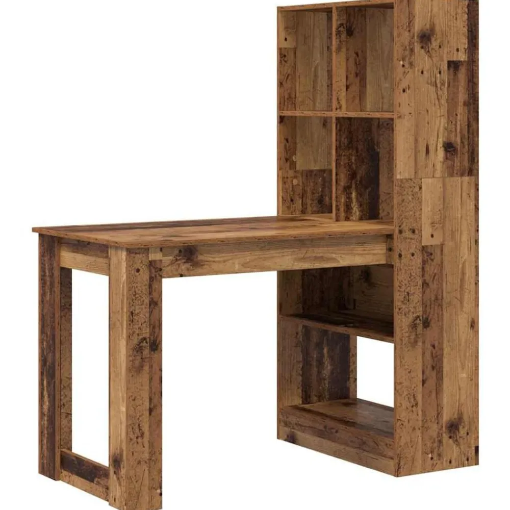 vidaXL Escritorio con estante 122 x 67 x 145 cm Madera envejecida Hot