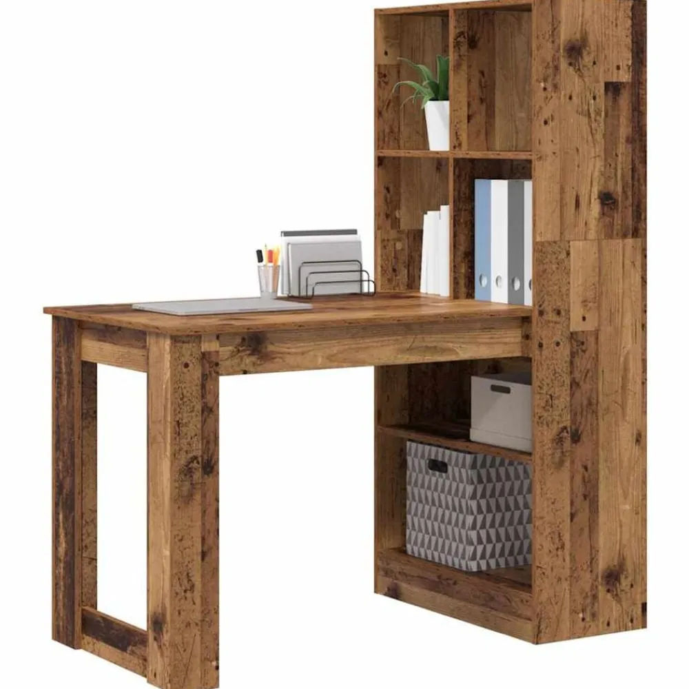 vidaXL Escritorio con estante 122 x 67 x 145 cm Madera envejecida Hot