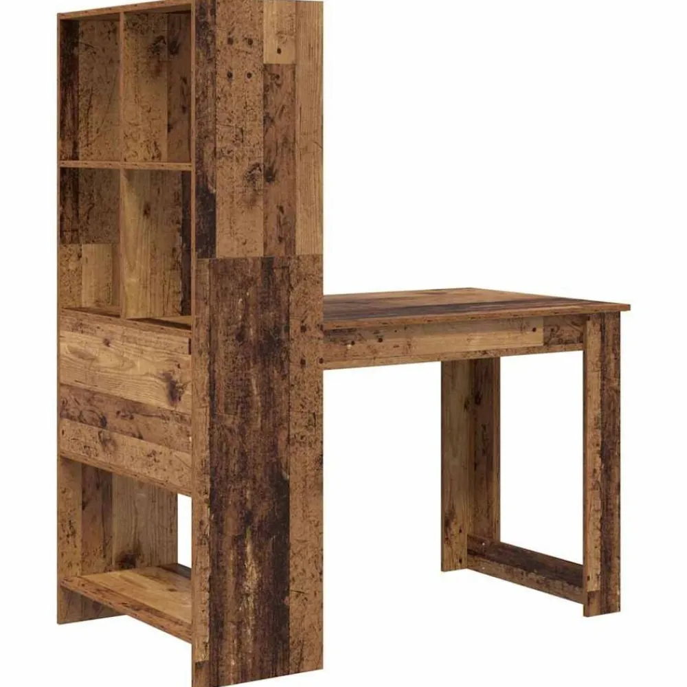 vidaXL Escritorio con estante 122 x 67 x 145 cm Madera envejecida Hot