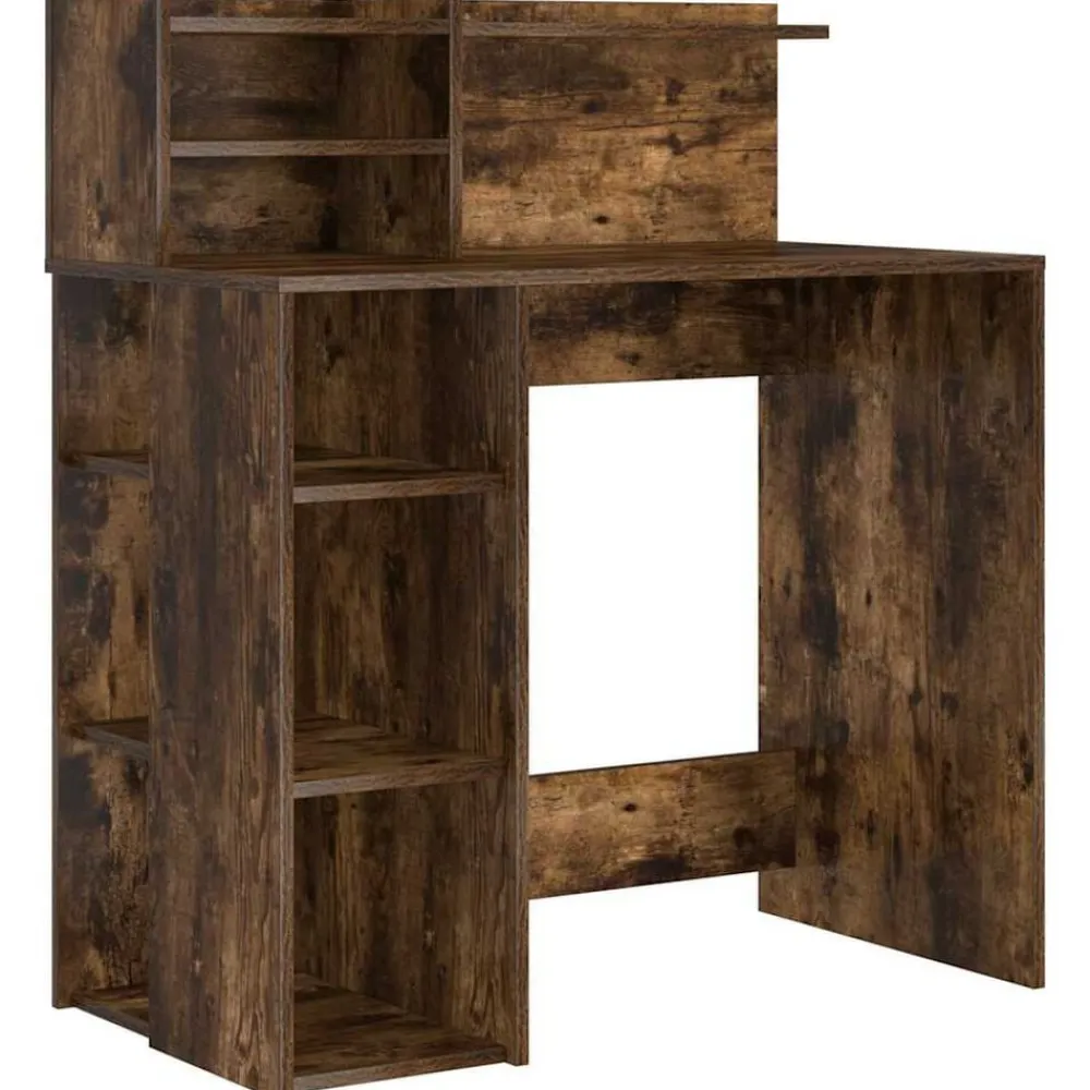 vidaXL Escritorio con estante 90 x 48 x 101,5 cm Roble ahumado Online