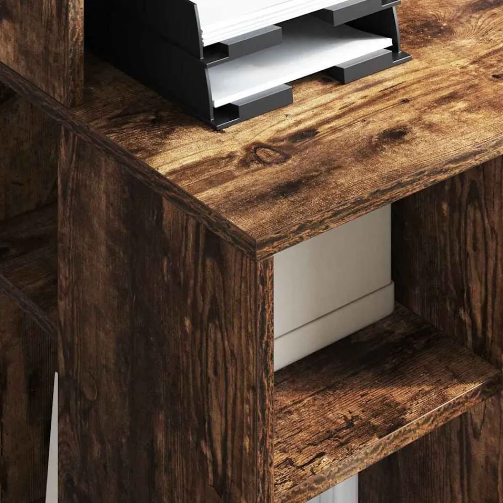 vidaXL Escritorio con estante 90 x 48 x 101,5 cm Roble ahumado Online