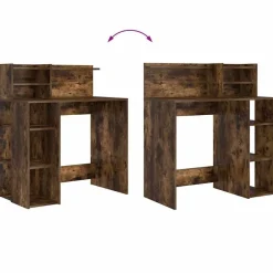 vidaXL Escritorio con estante 90 x 48 x 101,5 cm Roble ahumado Online