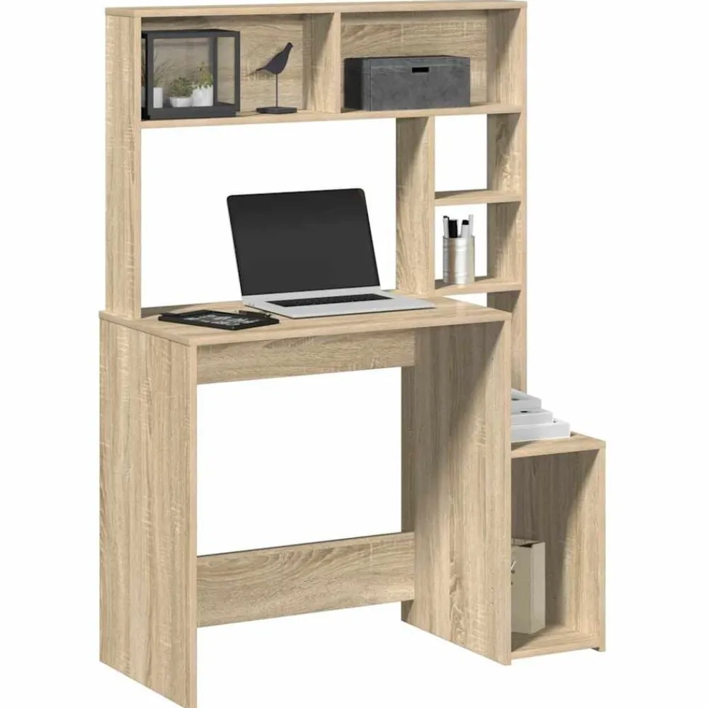 vidaXL Escritorio con estantes contrachapada 100x45x140cm Roble Sonoma Best