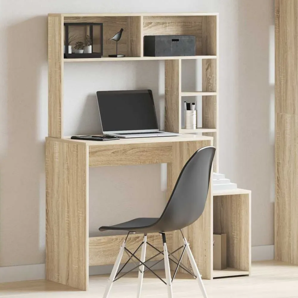 vidaXL Escritorio con estantes contrachapada 100x45x140cm Roble Sonoma Best