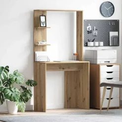 vidaXL Escritorio con estante Roble artesanal 78,5 x 37 x 154,5 cm Roble artisan Clearance