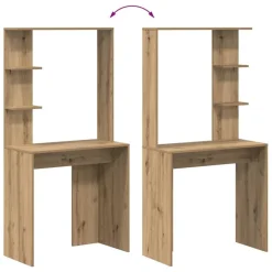 vidaXL Escritorio con estante Roble artesanal 78,5 x 37 x 154,5 cm Roble artisan Clearance