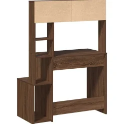 vidaXL Mobiliario De Oficina-Escritorio con estantes contrachapada marrón roble 100x45x140cm