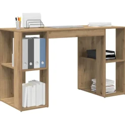 vidaXL Mobiliario De Oficina-Escritorio con estante Roble artesanal 130 x 50.5 x 75 cm