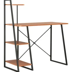 vidaXL Mobiliario De Oficina-Escritorio con estantería negro y marrón 102x50x117 cm