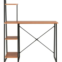 vidaXL Mobiliario De Oficina-Escritorio con estantería negro y marrón 102x50x117 cm
