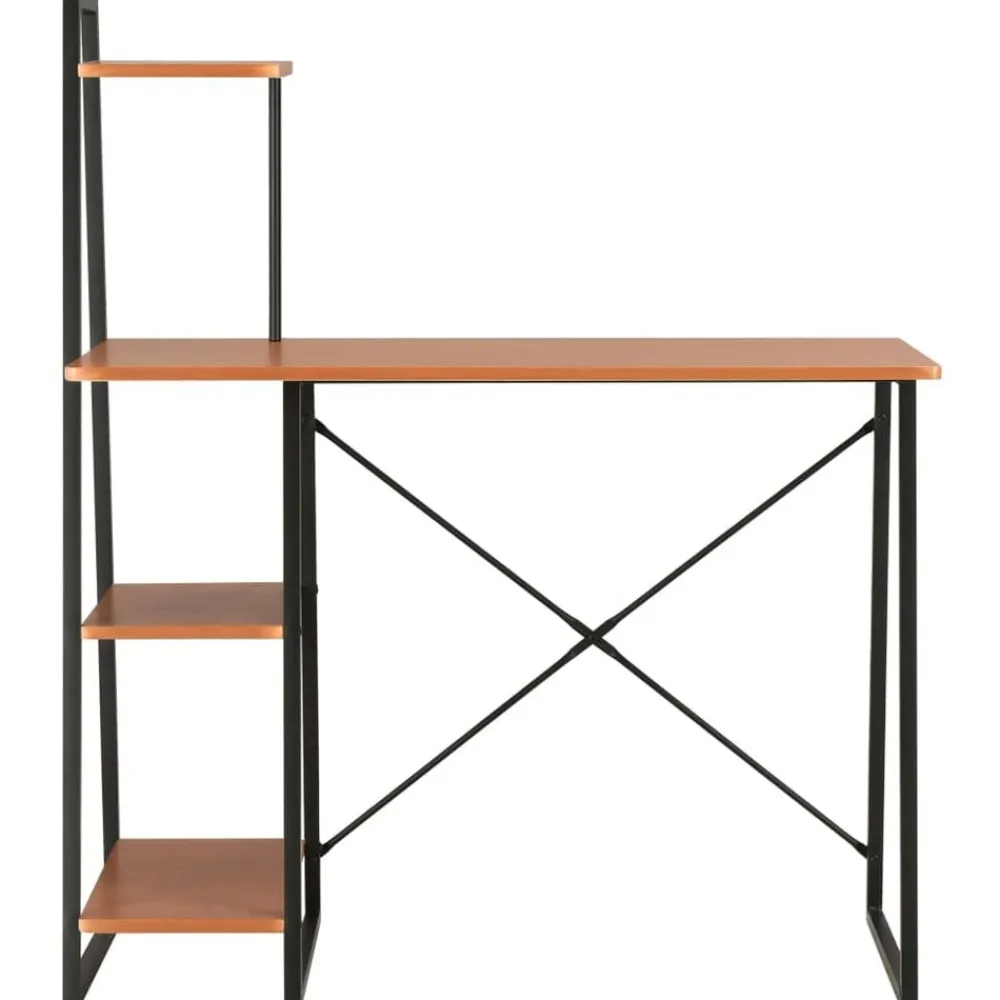 vidaXL Mobiliario De Oficina-Escritorio con estantería negro y marrón 102x50x117 cm