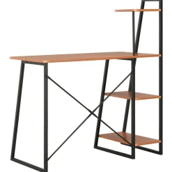 vidaXL Mobiliario De Oficina-Escritorio con estantería negro y marrón 102x50x117 cm