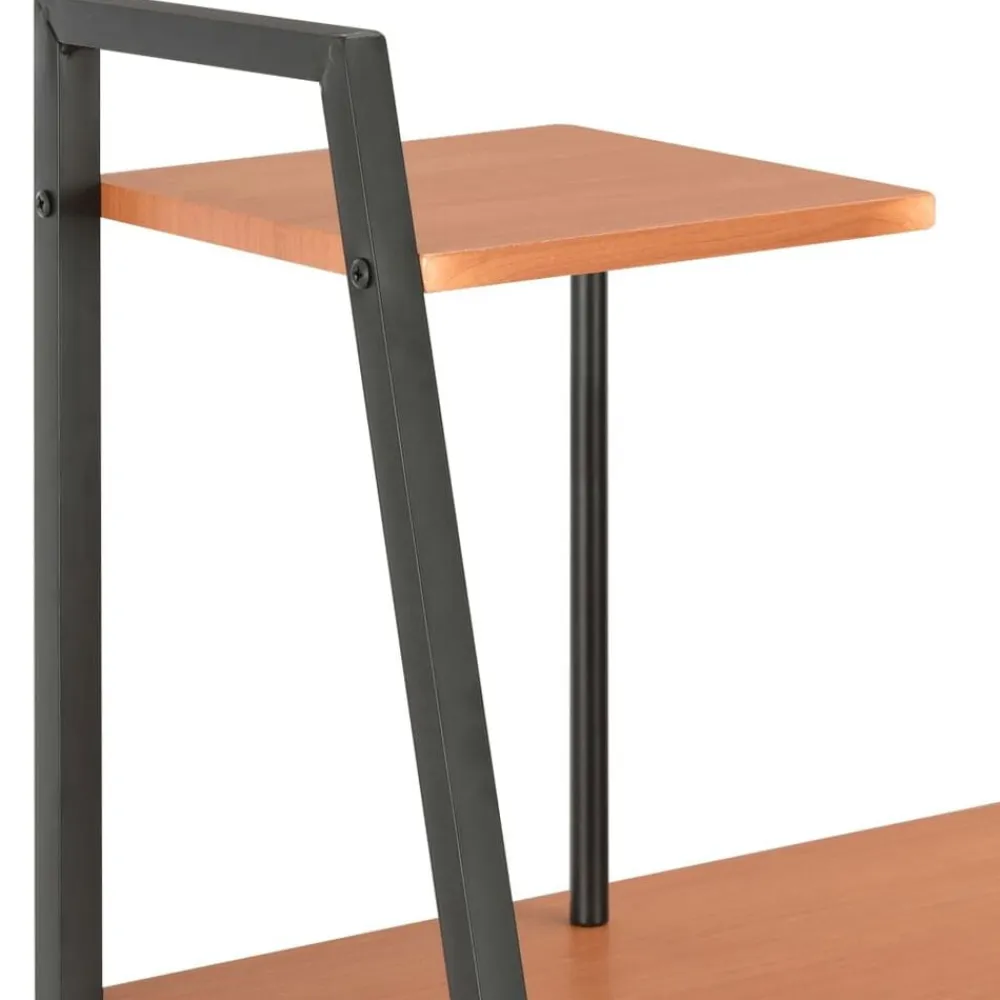vidaXL Mobiliario De Oficina-Escritorio con estantería negro y marrón 102x50x117 cm