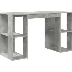 vidaXL Escritorio con estante Gris Concreto 130 x 50.5 x 75 cm Gris hormig&oacute;n