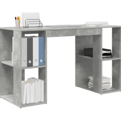 vidaXL Escritorio con estante Gris Concreto 130 x 50.5 x 75 cm Gris hormig&oacute;n