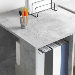 vidaXL Escritorio con estante Gris Concreto 130 x 50.5 x 75 cm Gris hormig&oacute;n