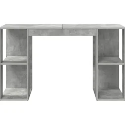 vidaXL Escritorio con estante Gris Concreto 130 x 50.5 x 75 cm Gris hormig&oacute;n