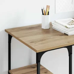vidaXL Mobiliario De Oficina-Escritorio con estante Roble artesanal 140 x 50 x 75 cm