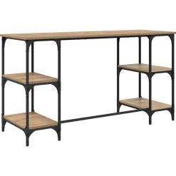 vidaXL Mobiliario De Oficina-Escritorio con estante Roble artesanal 140 x 50 x 75 cm