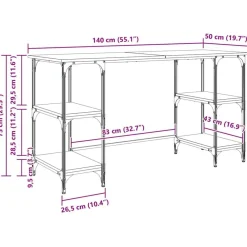 vidaXL Mobiliario De Oficina-Escritorio con estante Roble artesanal 140 x 50 x 75 cm