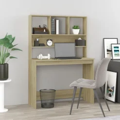 vidaXL Mobiliario De Oficina-Escritorio con estantes contrachapada 102x45x148cm